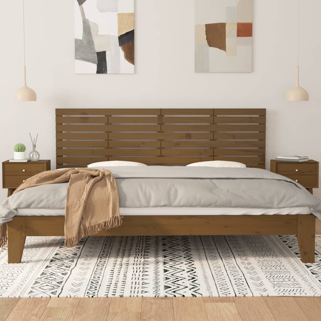 sengegavl 206x3x63 cm massivt fyrretræ gyldenbrun