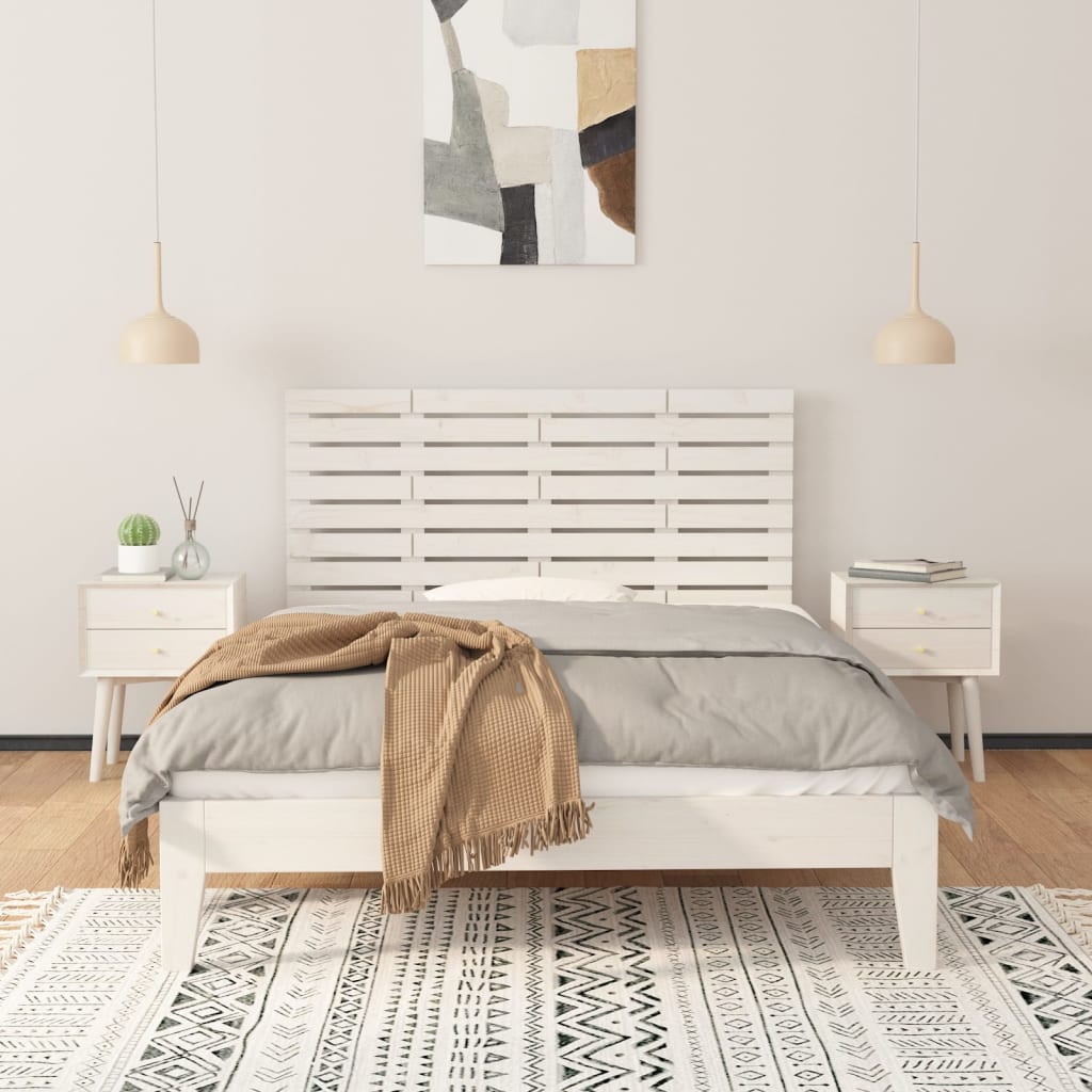 sengegavl 126x3x63 cm massivt fyrretræ hvid