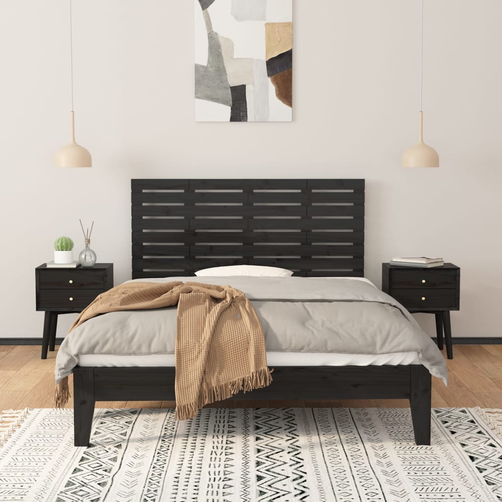 sengegavl 126x3x63 cm massivt fyrretræ sort