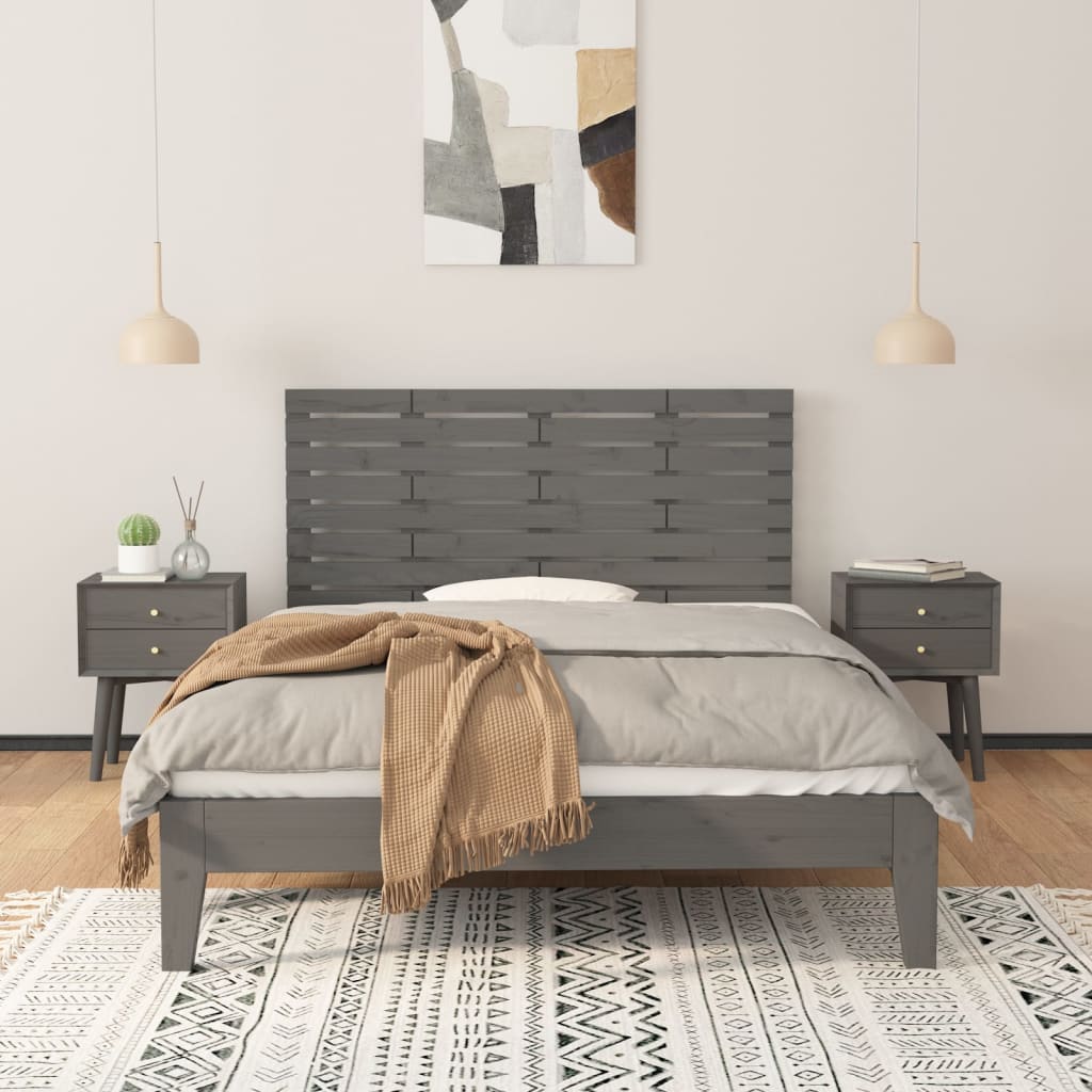 sengegavl 146x3x63 cm massivt fyrretræ grå