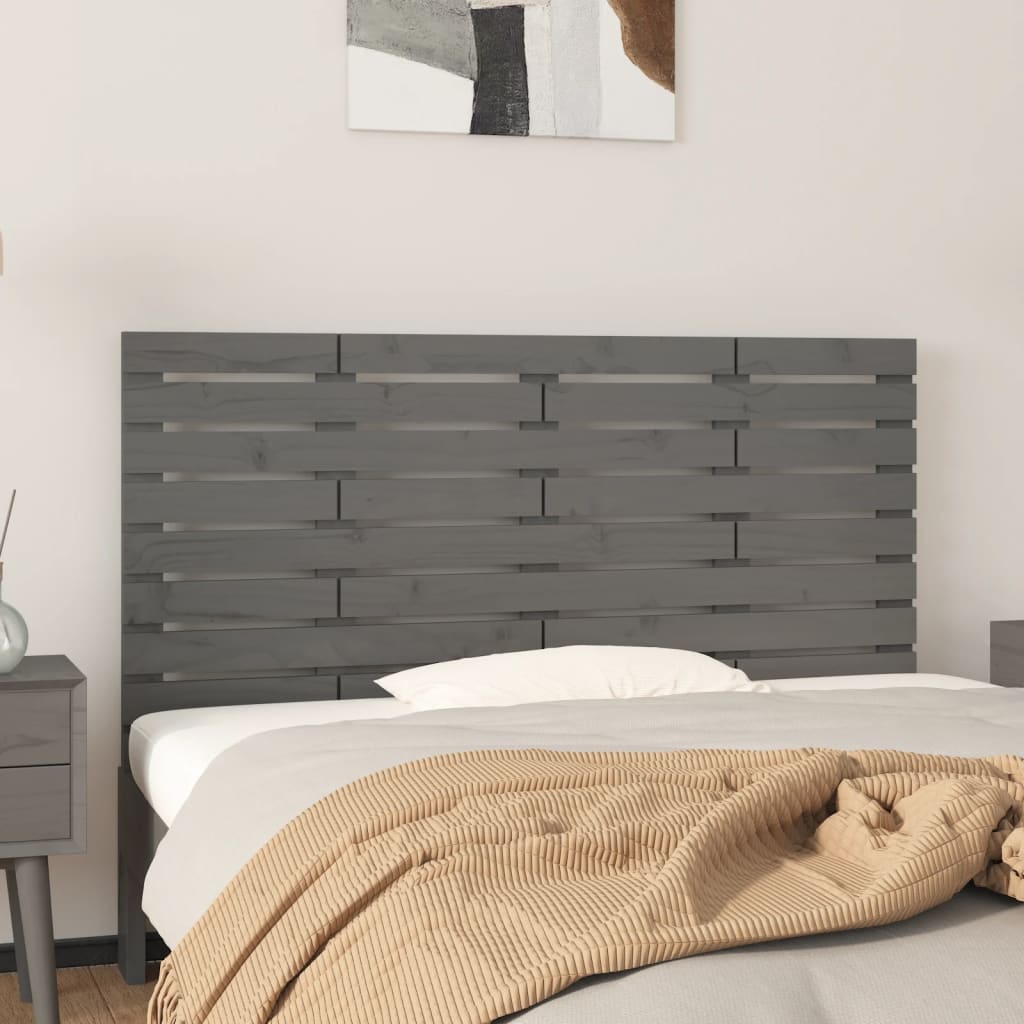 sengegavl 146x3x63 cm massivt fyrretræ grå