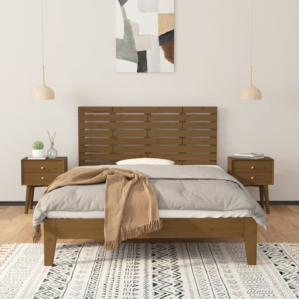 sengegavl 146x3x63 cm massivt fyrretræ gyldenbrun