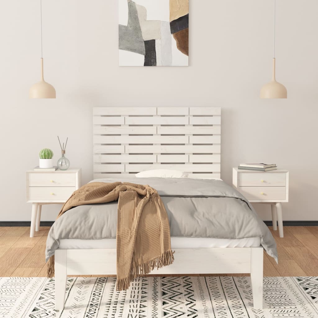 sengegavl 81x3x63 cm massivt fyrretræ hvid