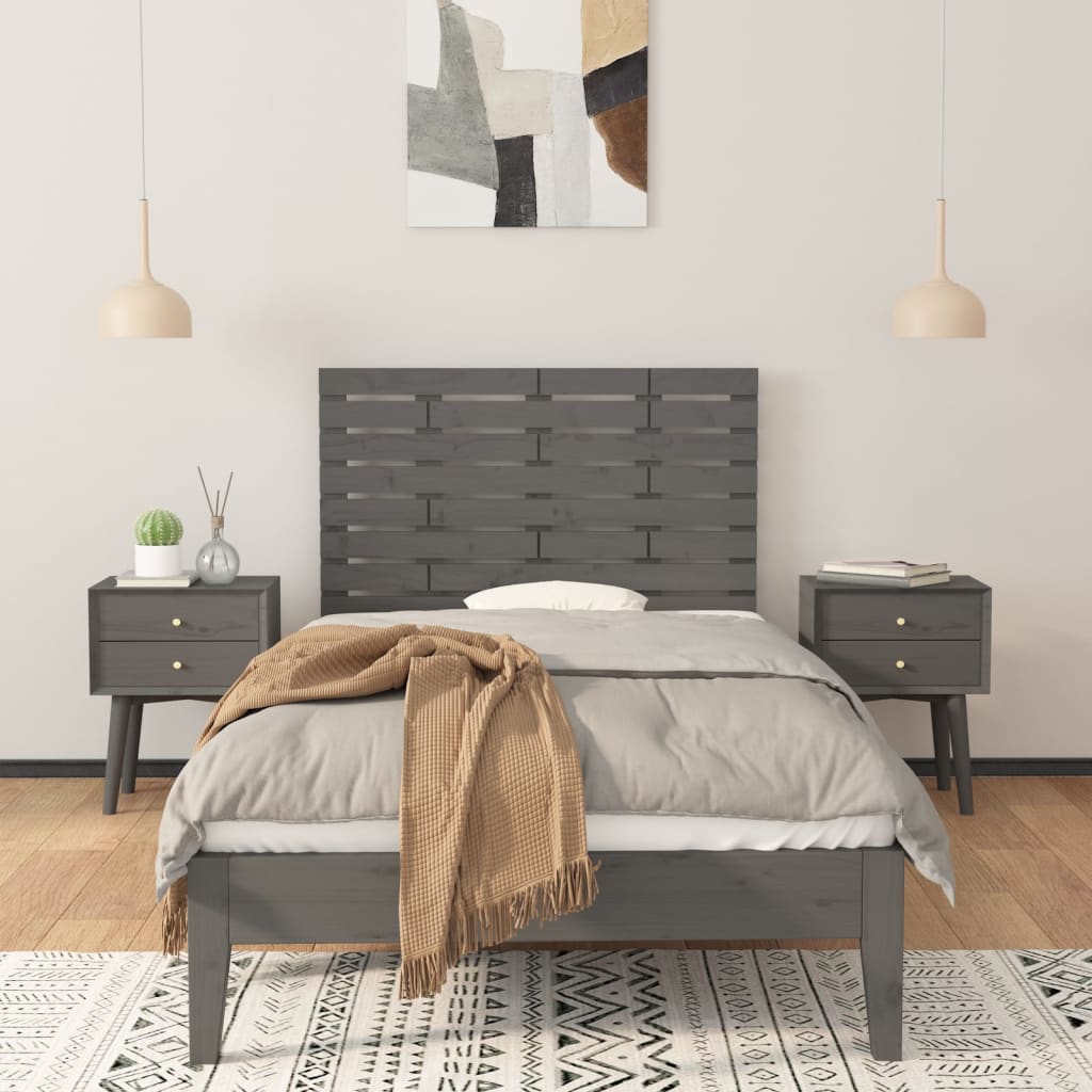 sengegavl 81x3x63 cm massivt fyrretræ grå
