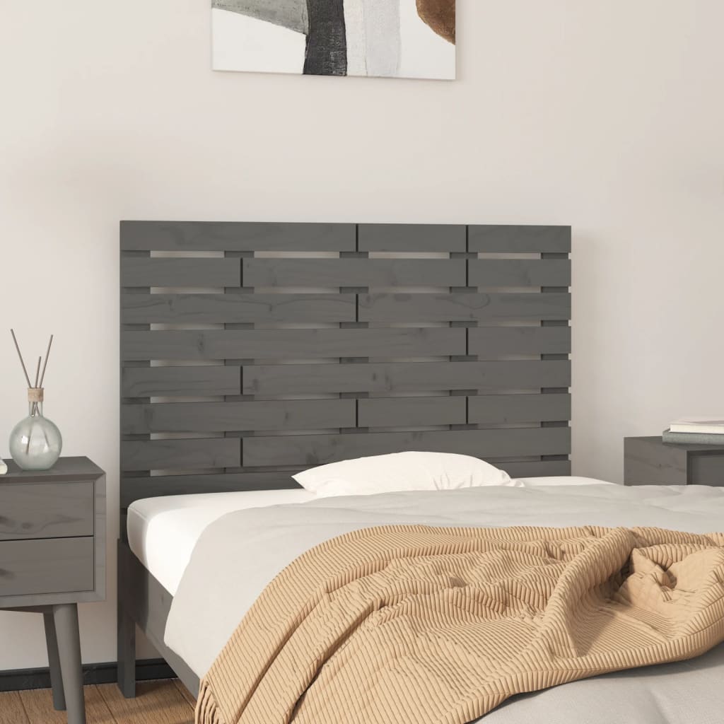 sengegavl 81x3x63 cm massivt fyrretræ grå