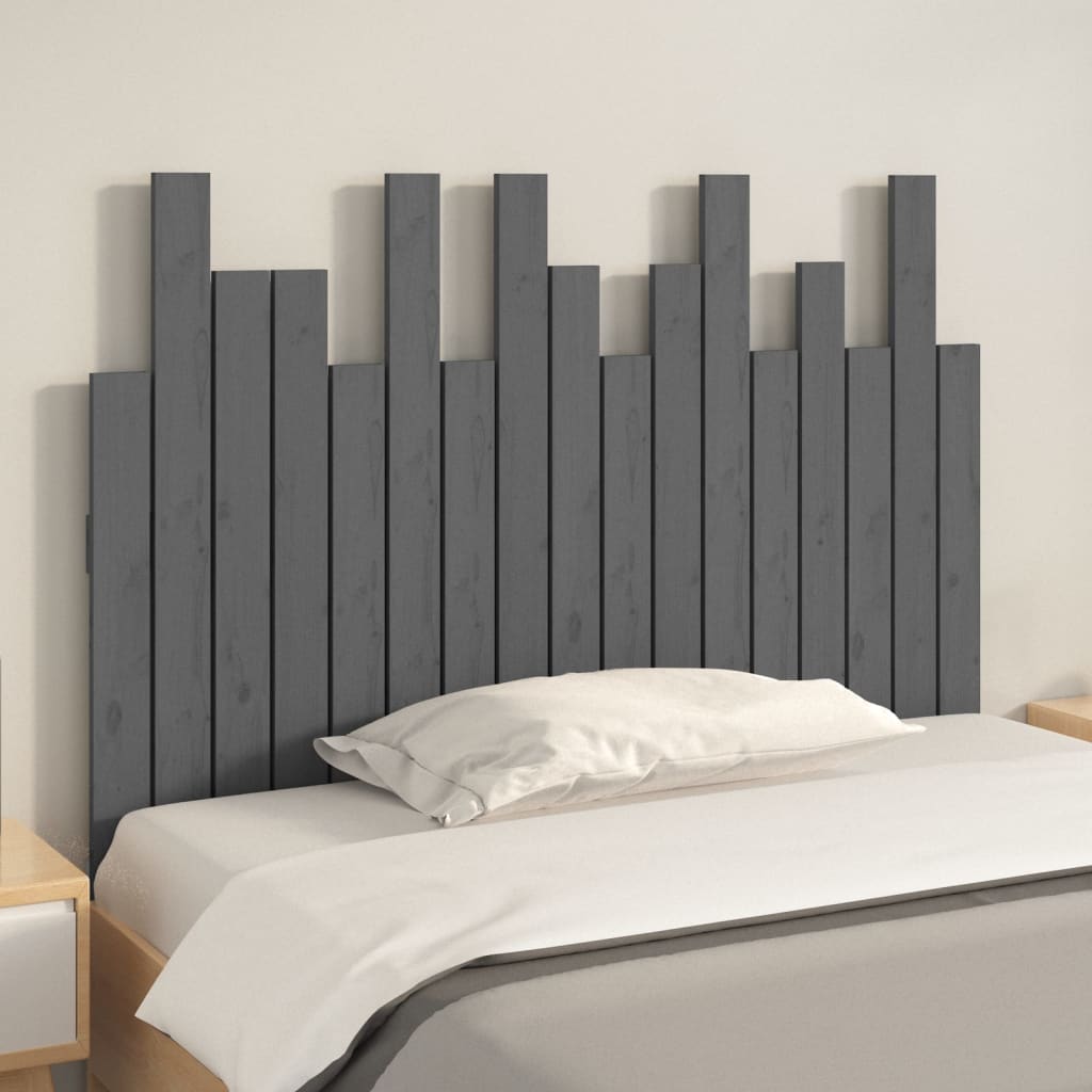 sengegavl 108x3x80 cm massivt fyrretræ grå