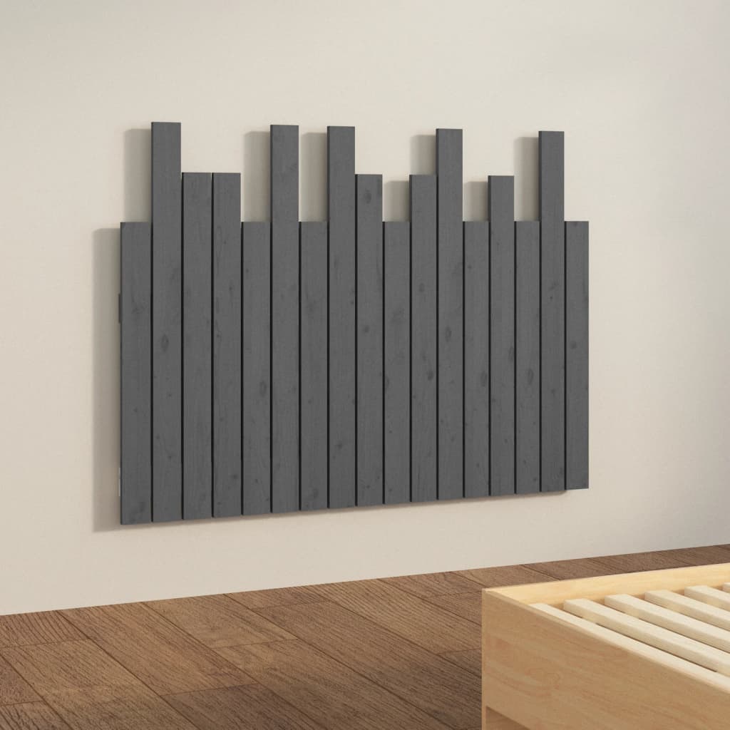 sengegavl 108x3x80 cm massivt fyrretræ grå