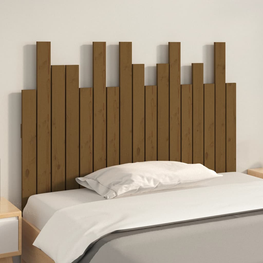 sengegavl 108x3x80 cm massivt fyrretræ gyldenbrun