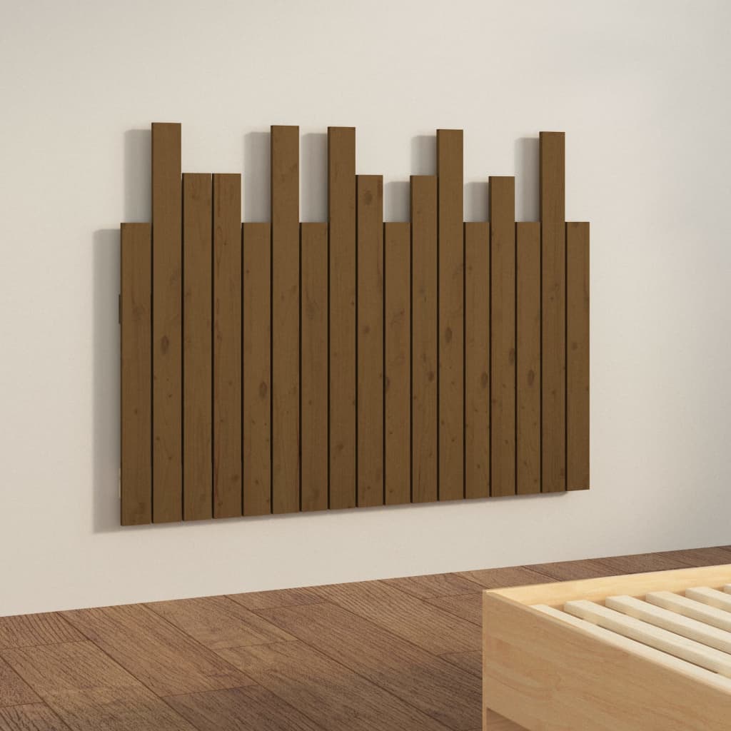 sengegavl 108x3x80 cm massivt fyrretræ gyldenbrun