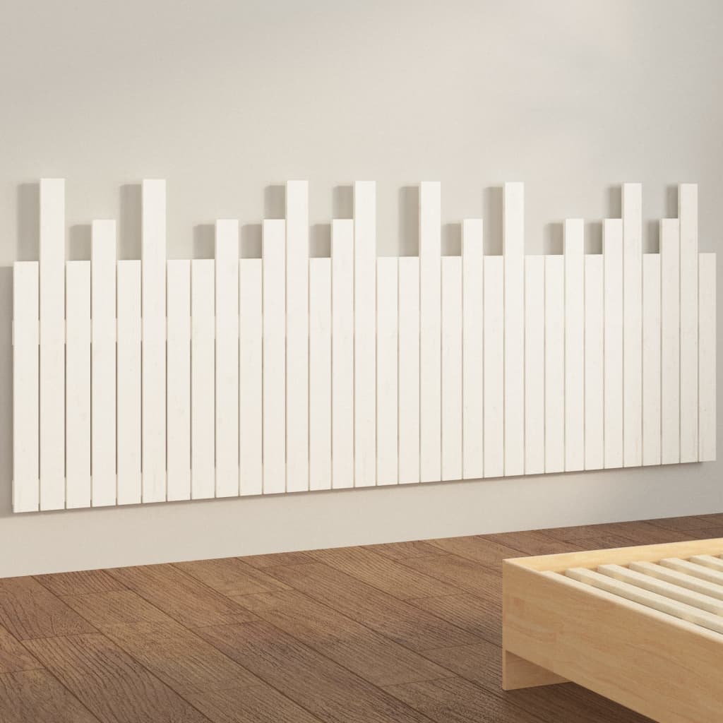 sengegavl 204x3x80 cm massivt fyrretræ hvid