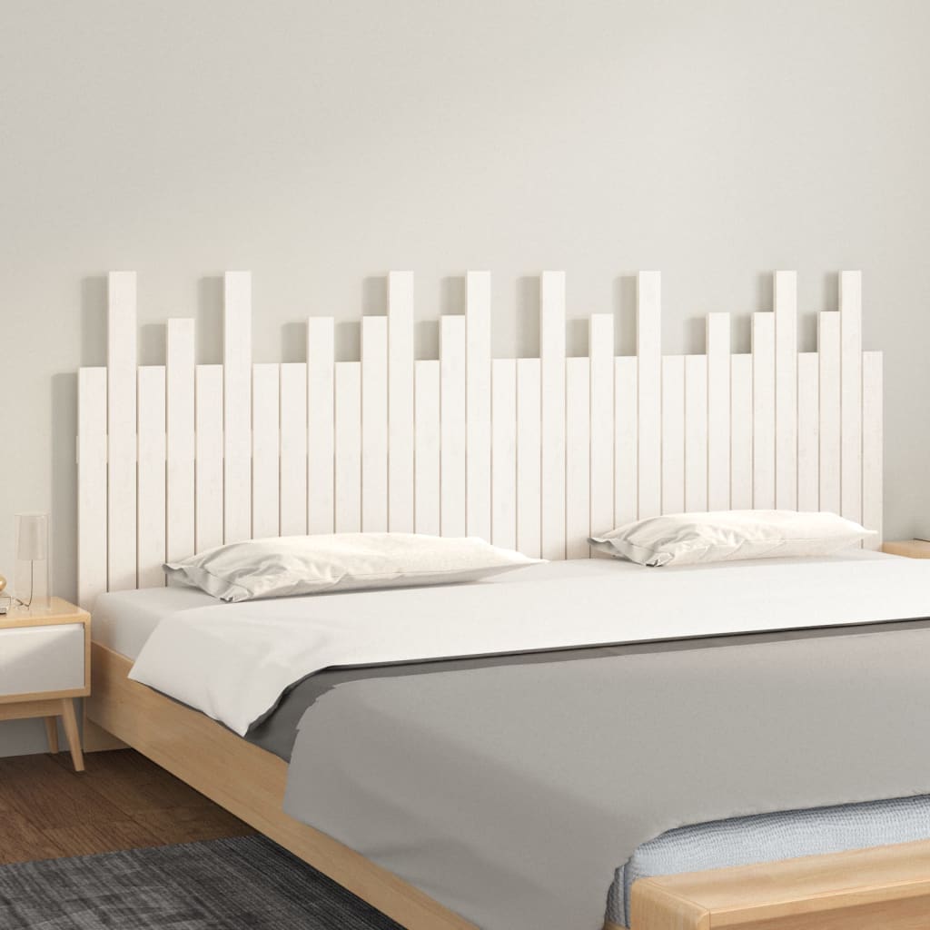 sengegavl 204x3x80 cm massivt fyrretræ hvid