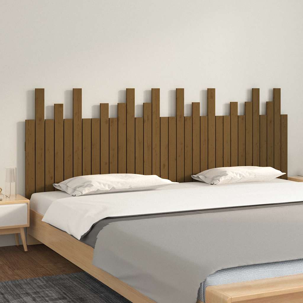 sengegavl 204x3x80 cm massivt fyrretræ gyldenbrun