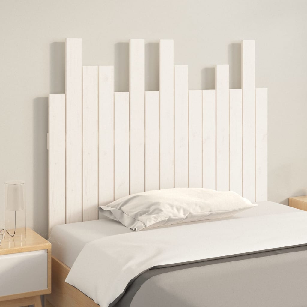 sengegavl 95,5x3x80 cm massivt fyrretræ hvid