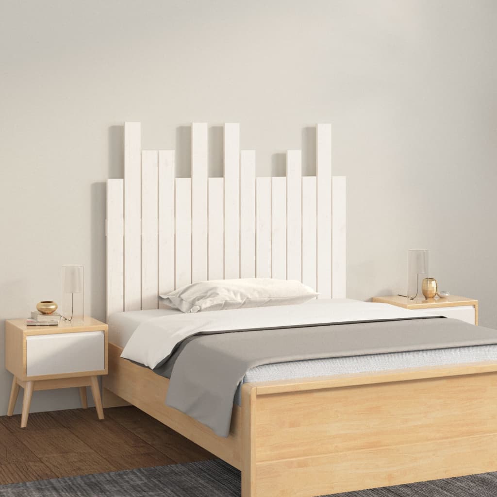 sengegavl 95,5x3x80 cm massivt fyrretræ hvid