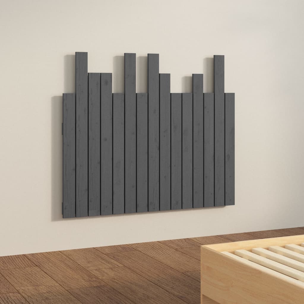 sengegavl 95,5x3x80 cm massivt fyrretræ grå
