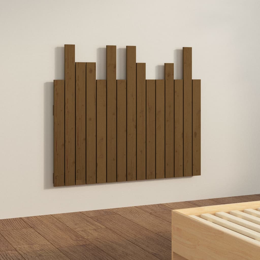 sengegavl 82,5x3x80 cm massivt fyrretræ gyldenbrun