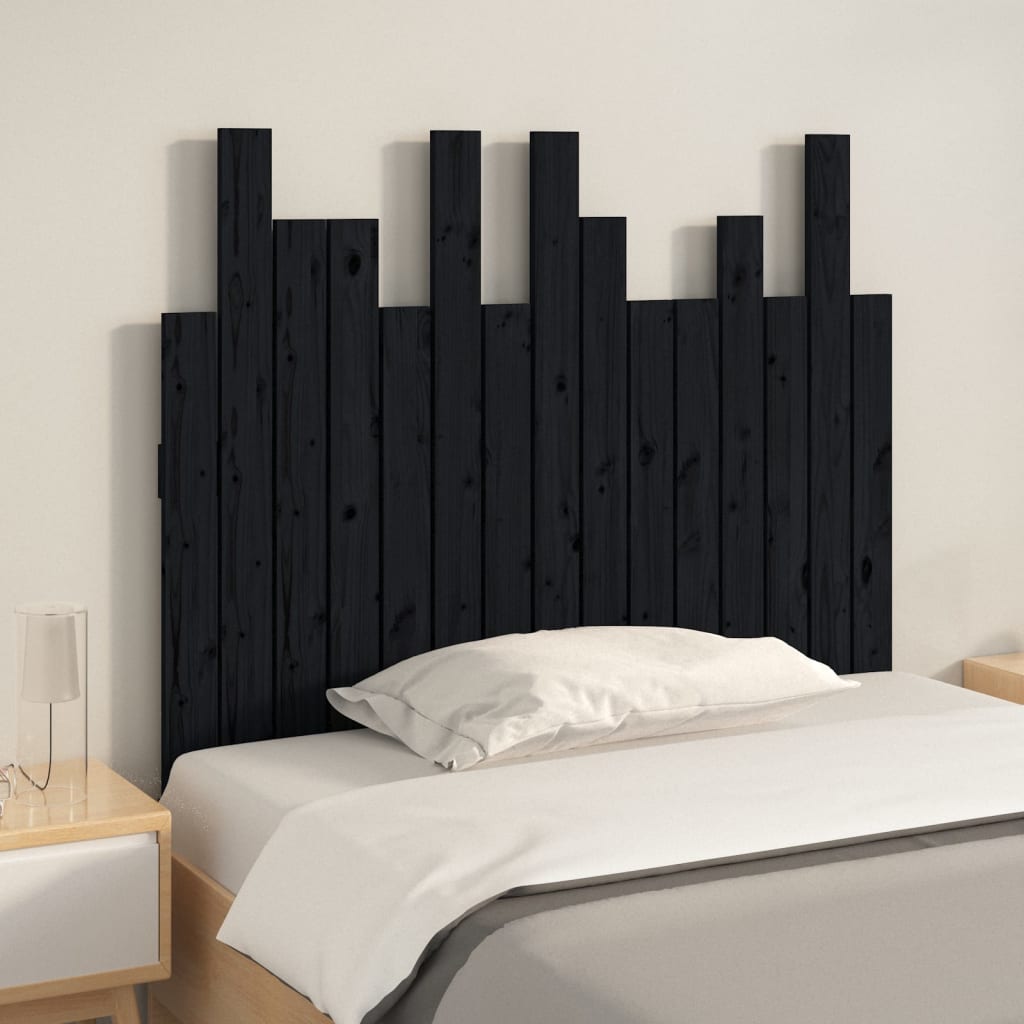 sengegavl 95,5x3x80 cm massivt fyrretræ sort