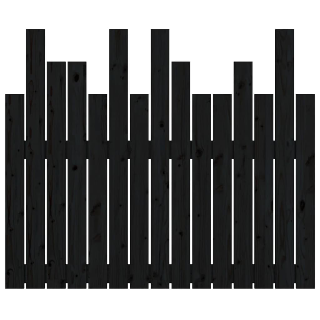 sengegavl 95,5x3x80 cm massivt fyrretræ sort
