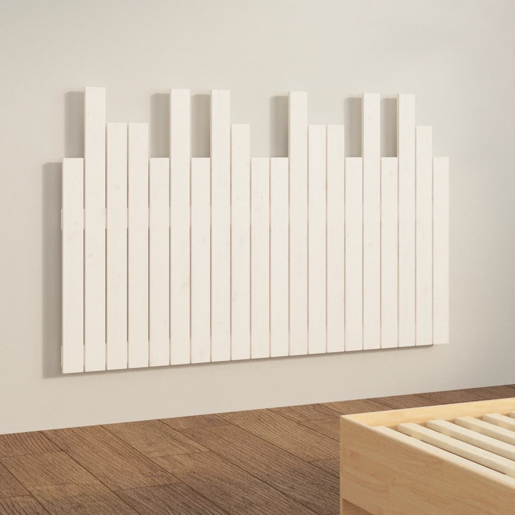 sengegavl 127,5x3x80 cm massivt fyrretræ hvid