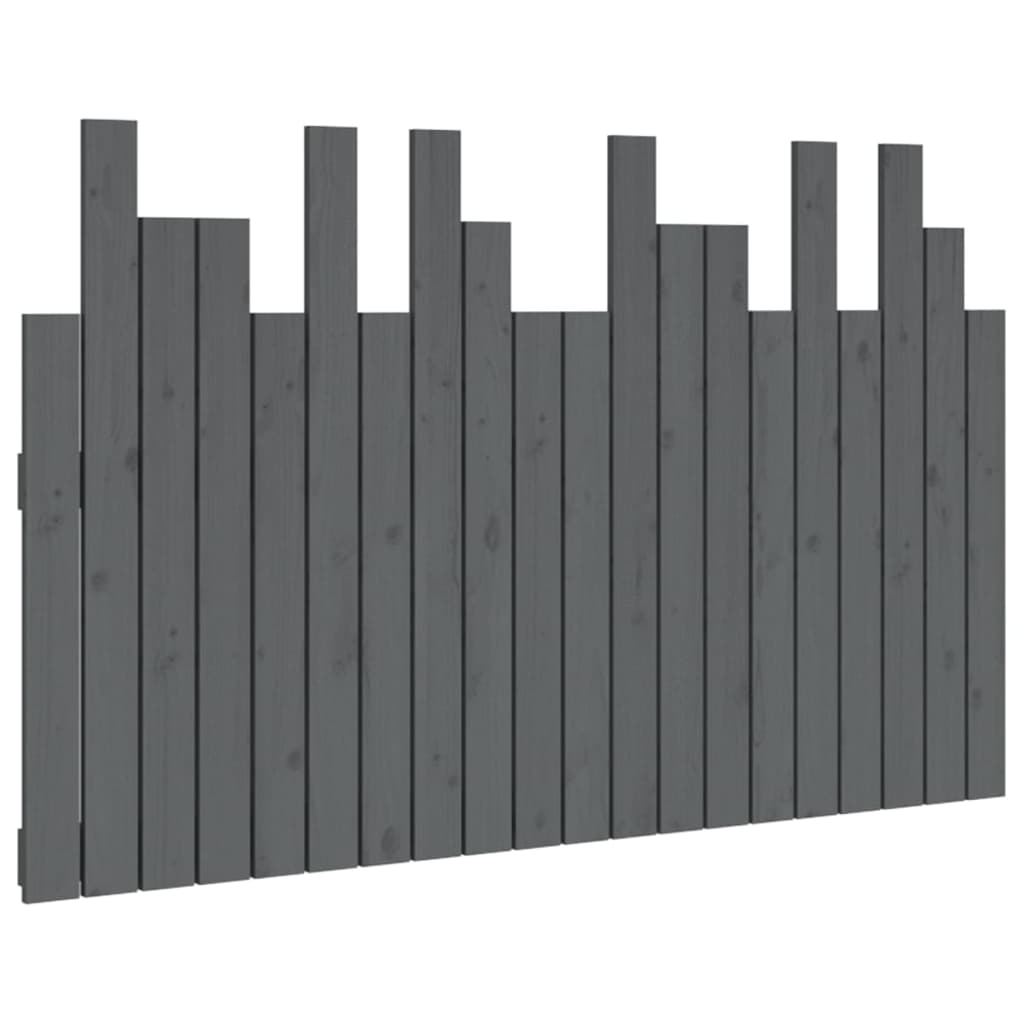 sengegavl 127,5x3x80 cm massivt fyrretræ grå