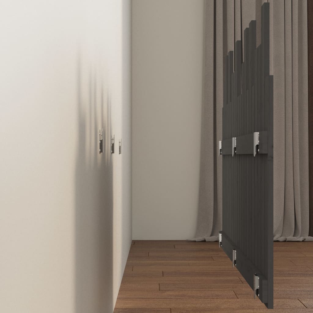 sengegavl 127,5x3x80 cm massivt fyrretræ grå