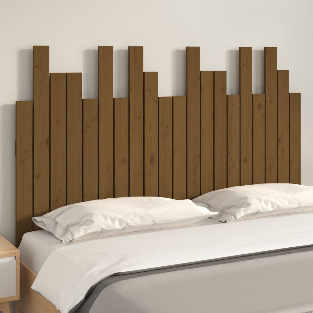sengegavl 127,5x3x80 cm massivt fyrretræ gyldenbrun