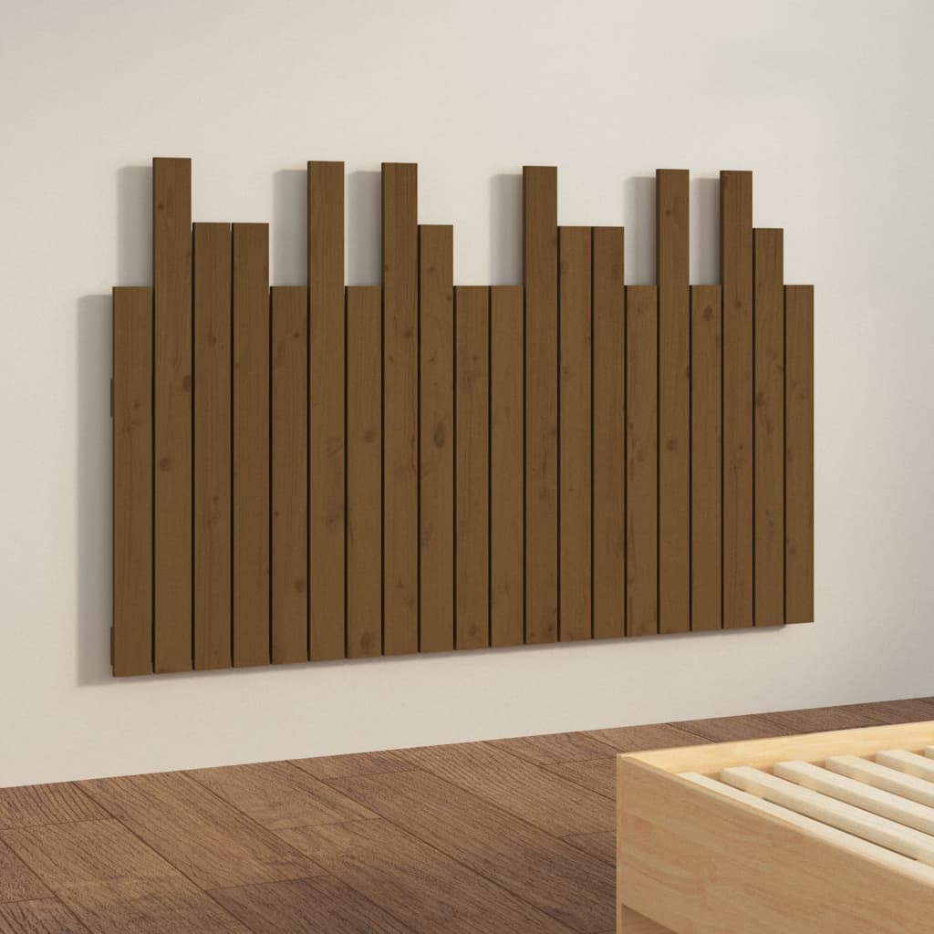 sengegavl 127,5x3x80 cm massivt fyrretræ gyldenbrun