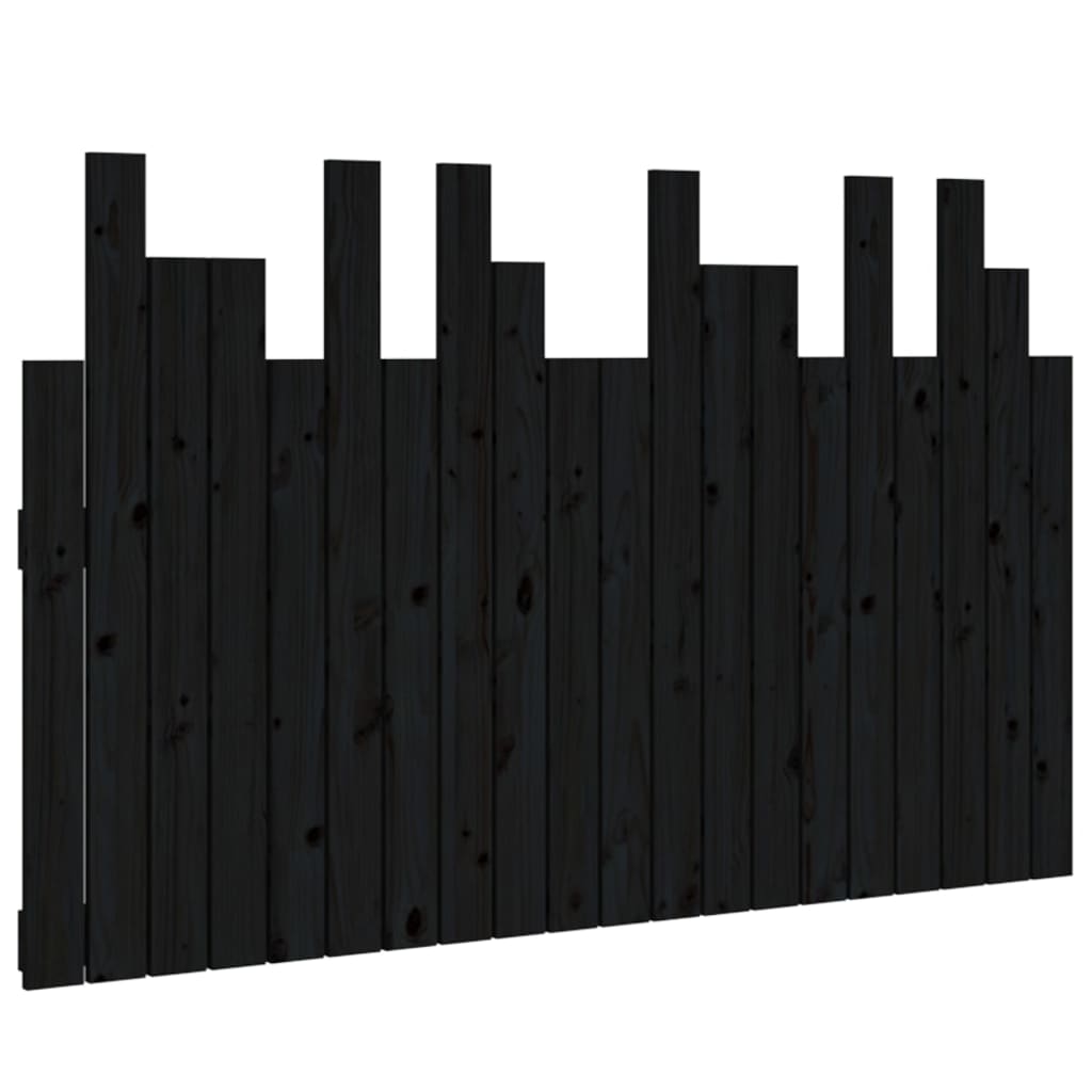 sengegavl 127,5x3x80 cm massivt fyrretræ sort