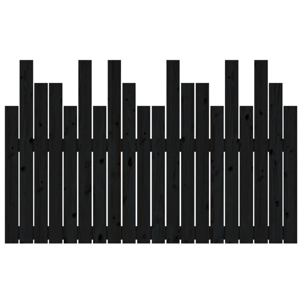 sengegavl 127,5x3x80 cm massivt fyrretræ sort