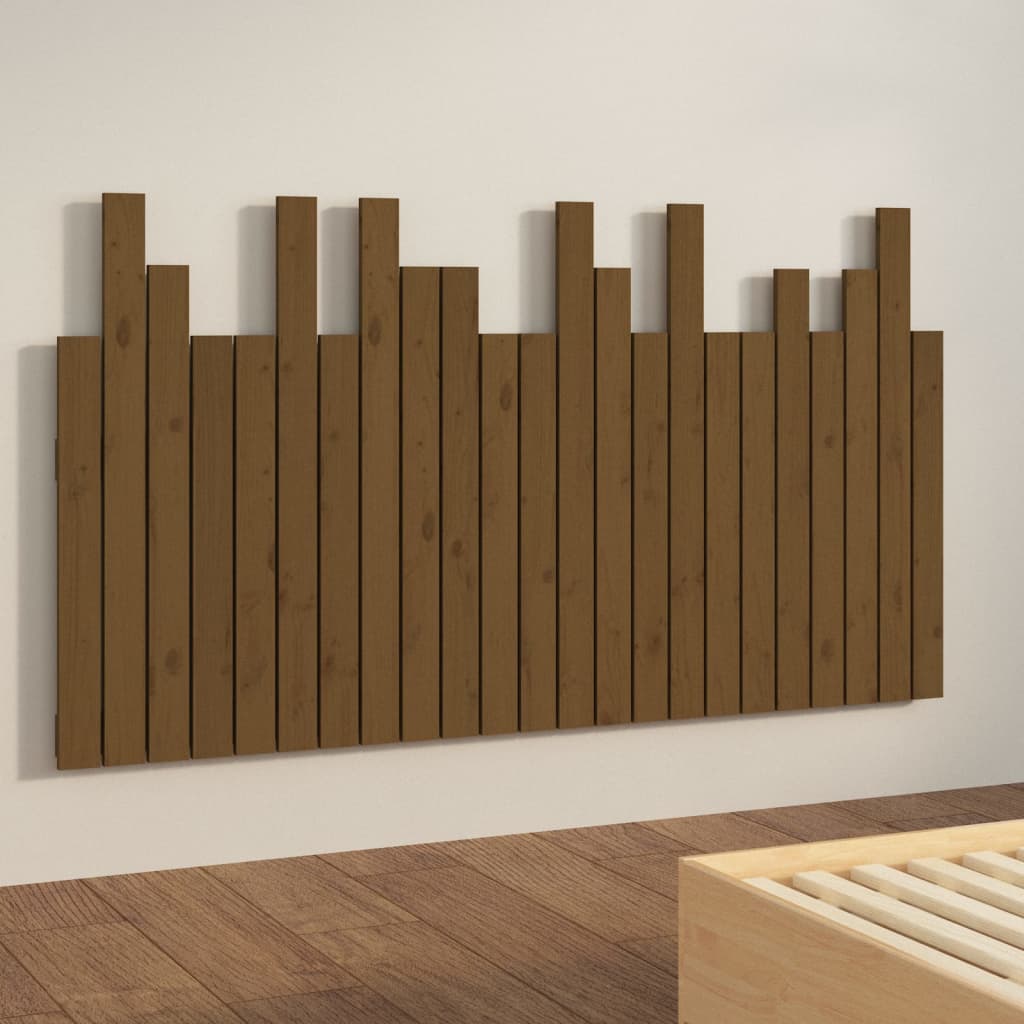 sengegavl 146,5x3x80 cm massivt fyrretræ gyldenbrun