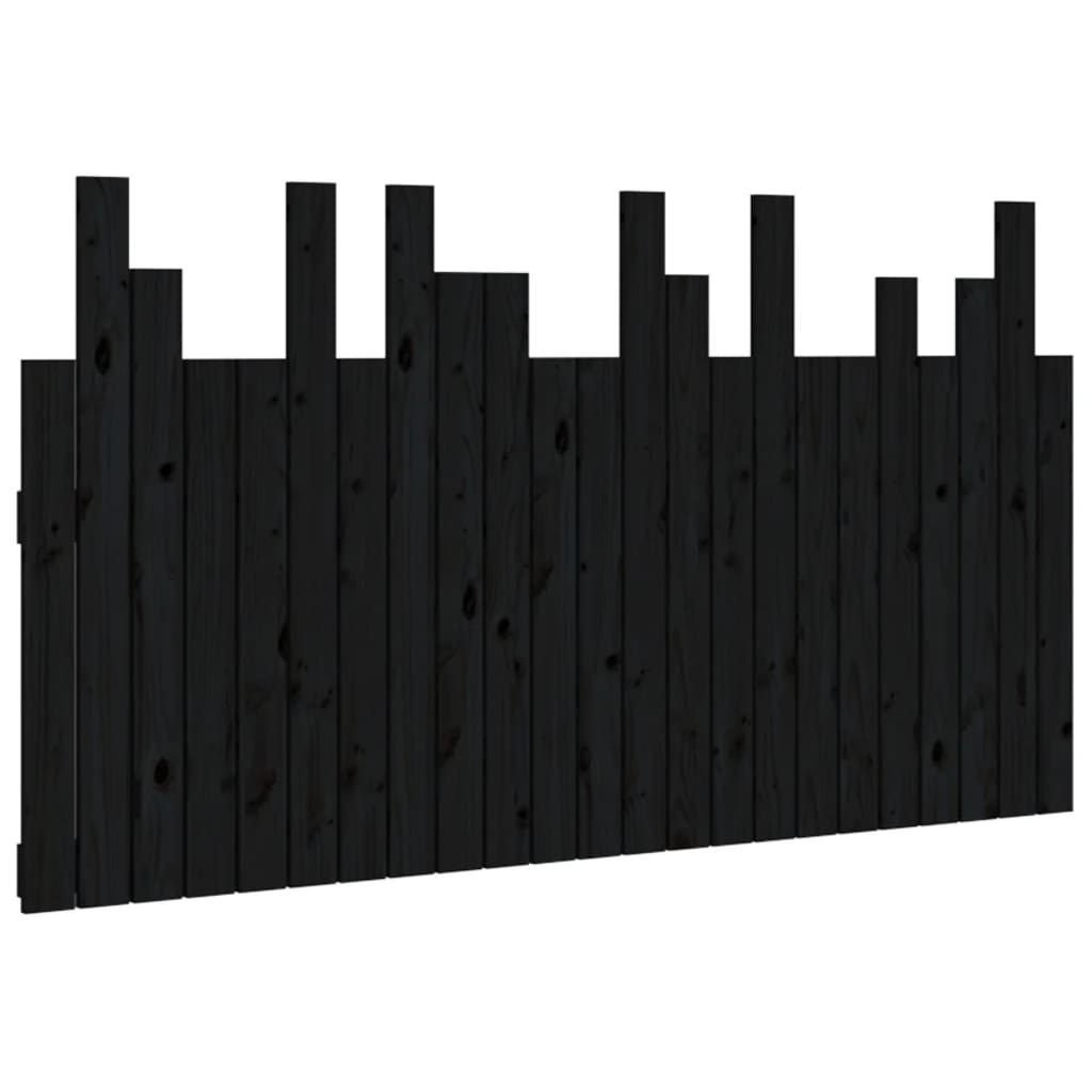 sengegavl 146,5x3x80 cm massivt fyrretræ sort