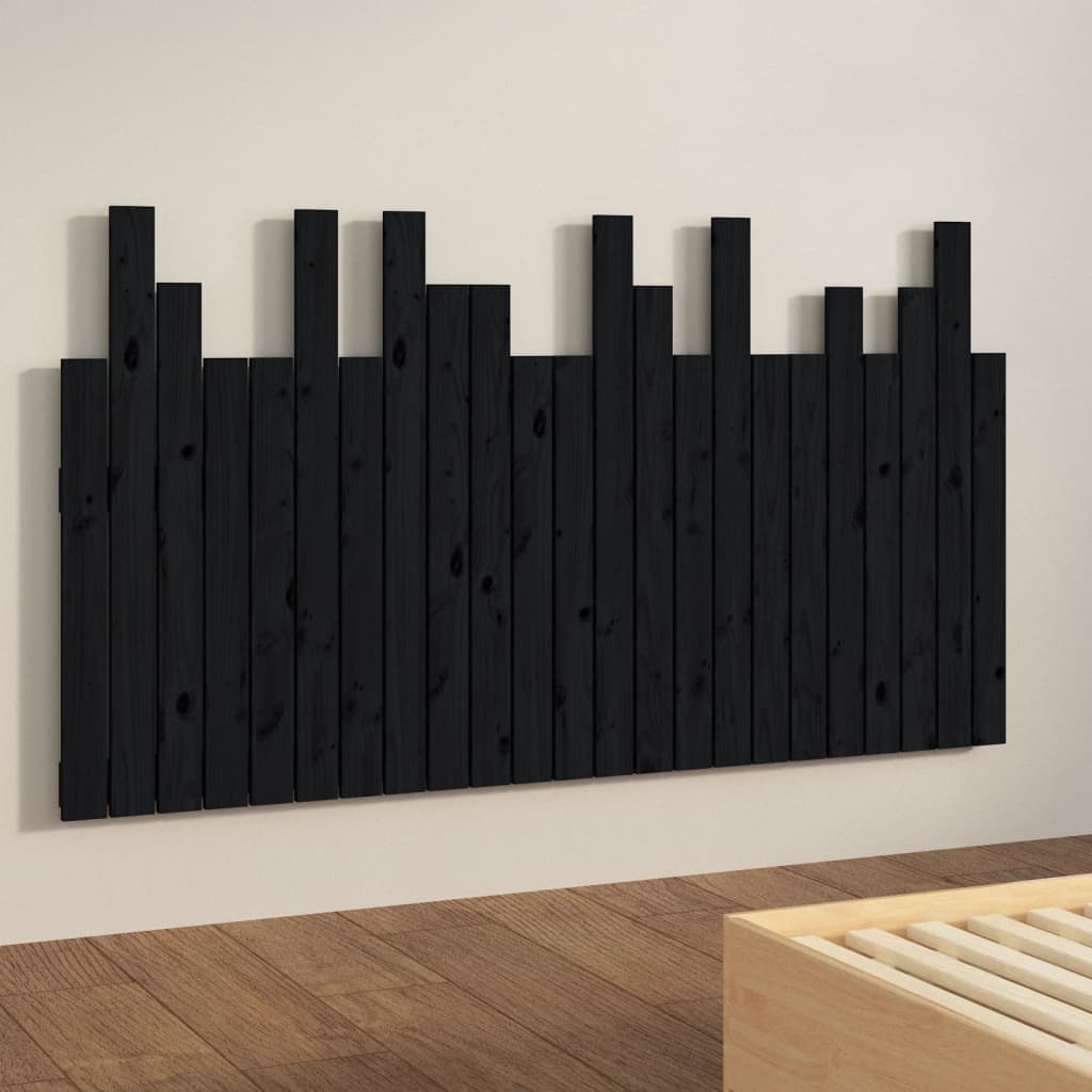 sengegavl 146,5x3x80 cm massivt fyrretræ sort