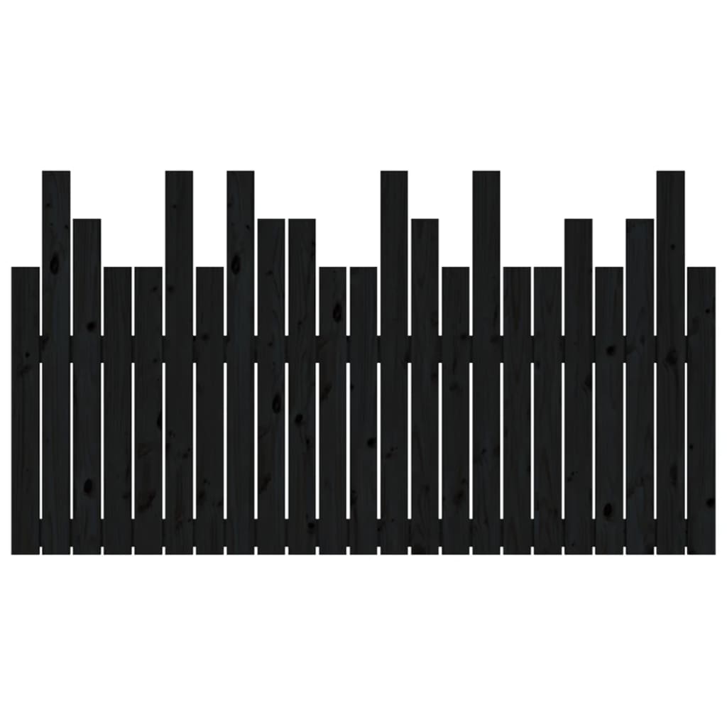 sengegavl 146,5x3x80 cm massivt fyrretræ sort