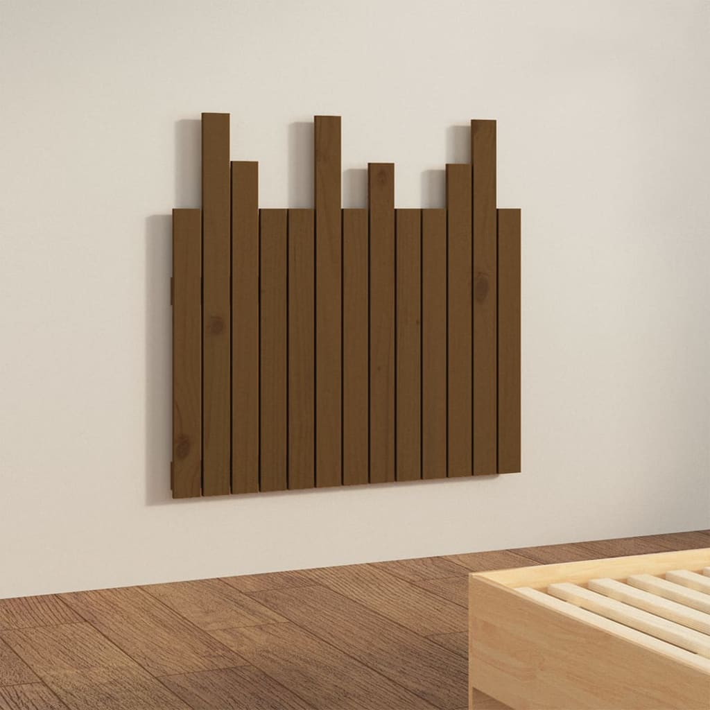 sengegavl 82,5x3x80 cm massivt fyrretræ gyldenbrun