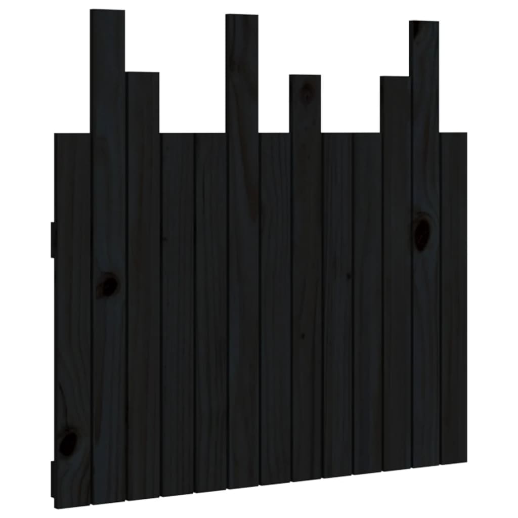 sengegavl 82,5x3x80 cm massivt fyrretræ sort