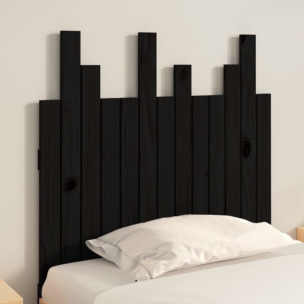 sengegavl 82,5x3x80 cm massivt fyrretræ sort