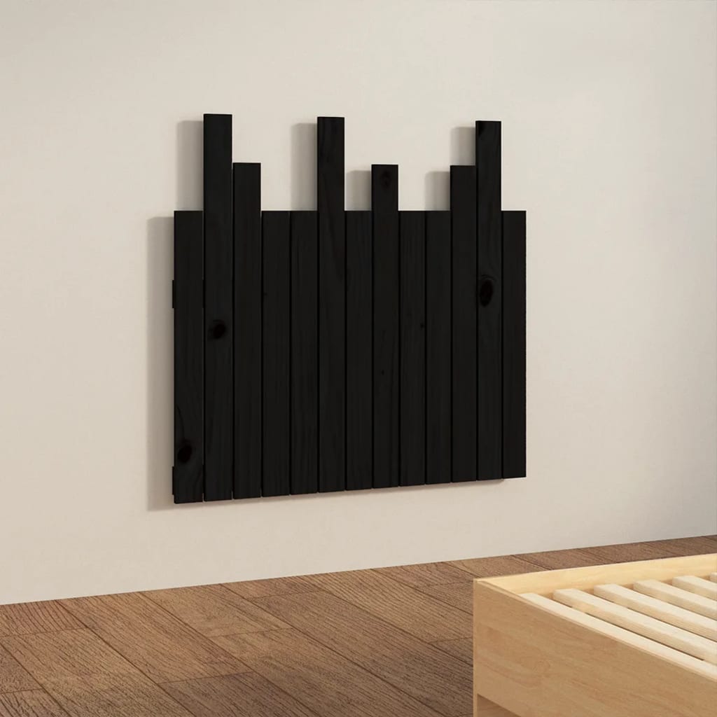 sengegavl 82,5x3x80 cm massivt fyrretræ sort