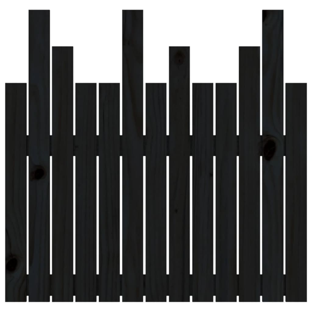 sengegavl 82,5x3x80 cm massivt fyrretræ sort