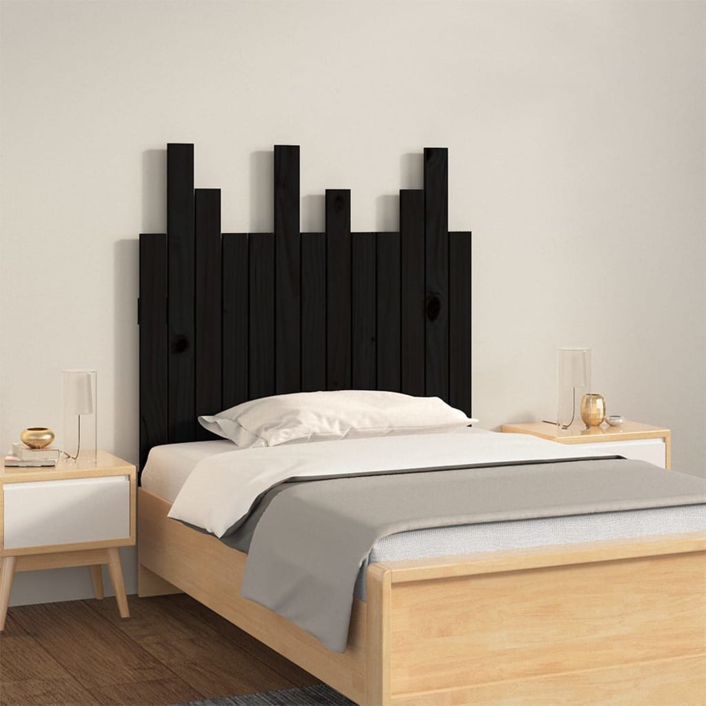 sengegavl 82,5x3x80 cm massivt fyrretræ sort