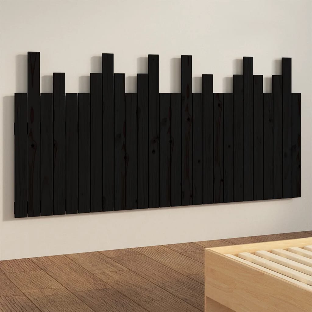 sengegavl 166x3x80 cm massivt fyrretræ sort