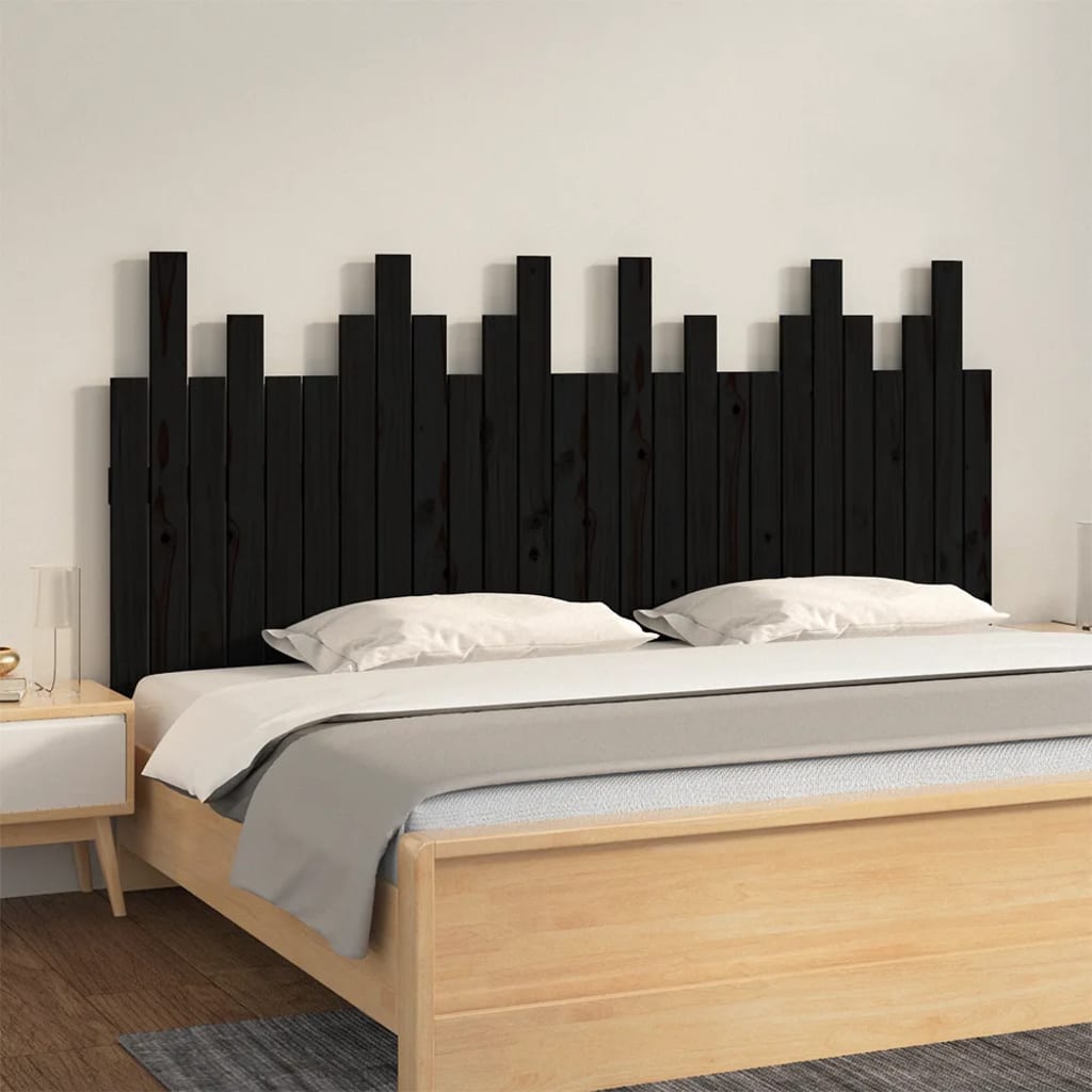 sengegavl 166x3x80 cm massivt fyrretræ sort