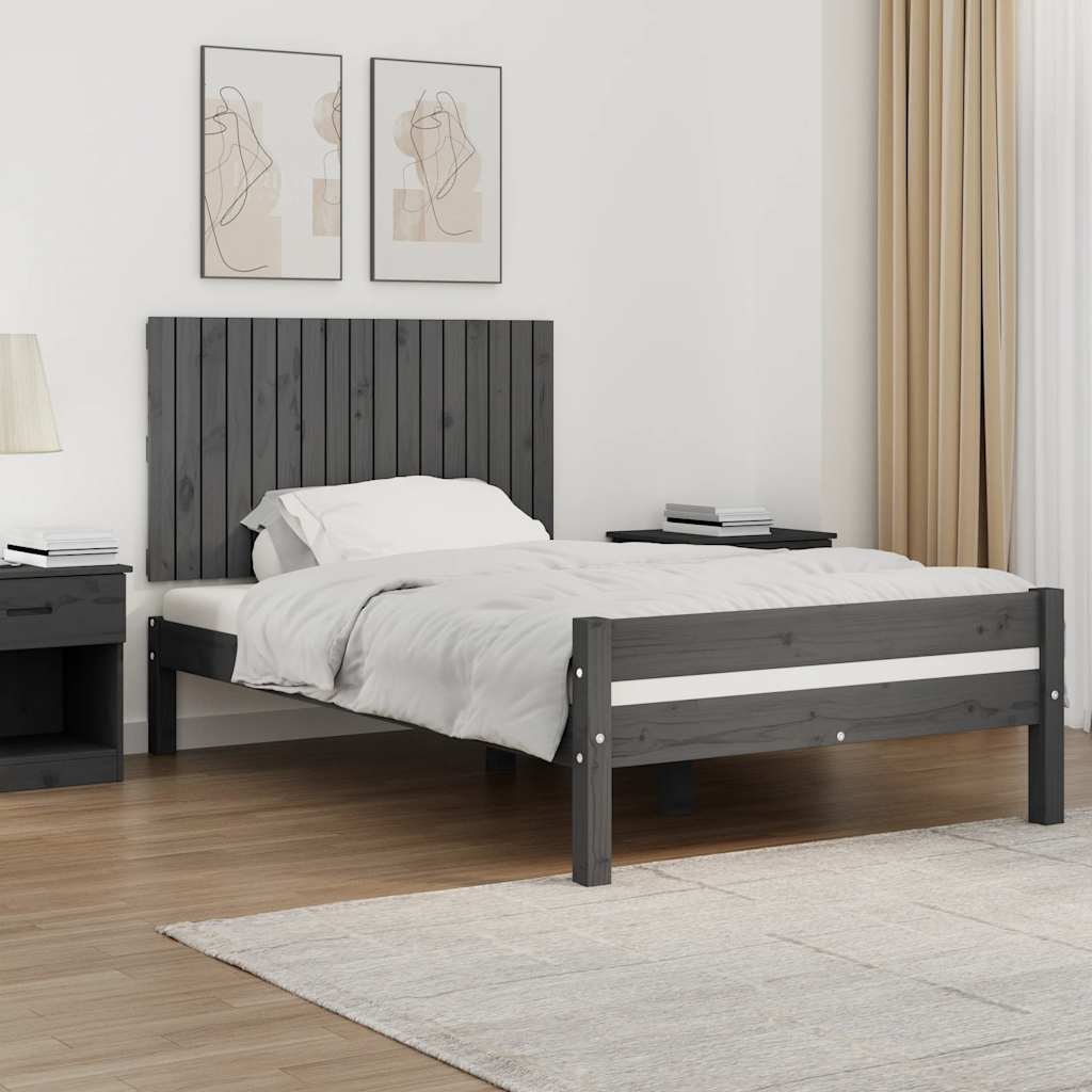sengegavl 108x3x60 cm massivt fyrretræ grå