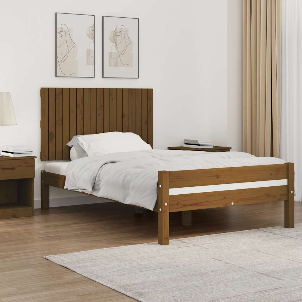 sengegavl 108x3x60 cm massivt fyrretræ gyldenbrun