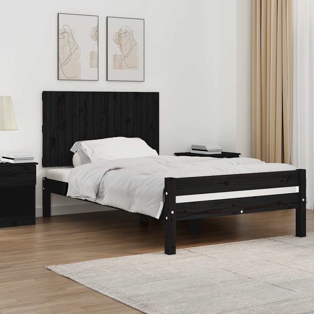 sengegavl 108x3x60 cm massivt fyrretræ sort