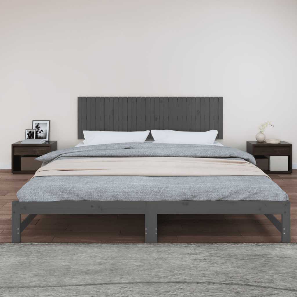 sengegavl 204x3x60 cm massivt fyrretræ grå