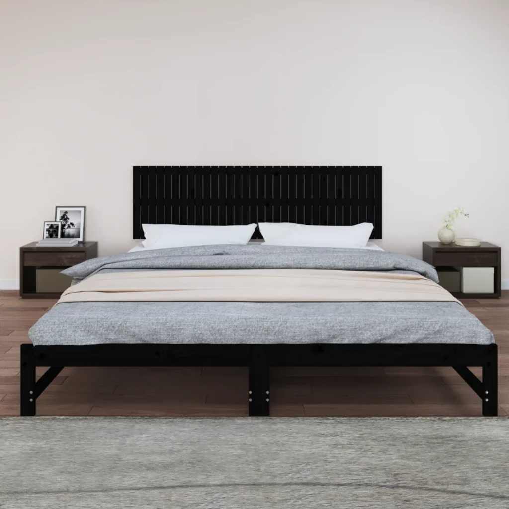 sengegavl 204x3x60 cm massivt fyrretræ sort