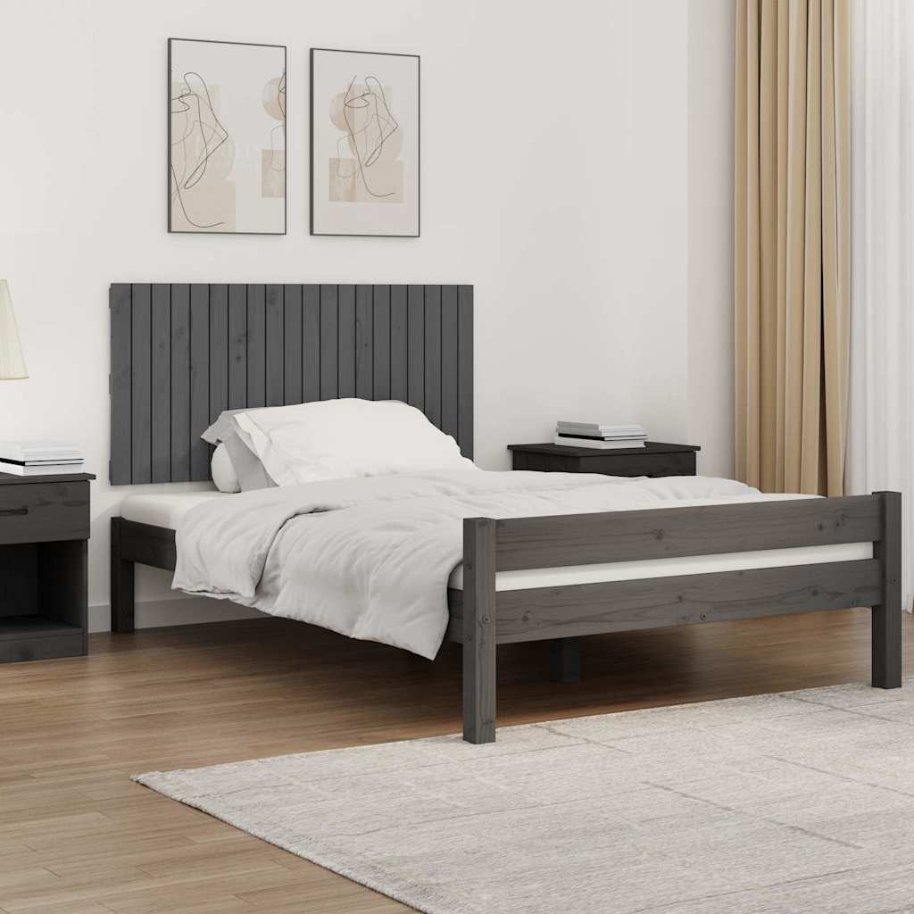 sengegavl 127,5x3x60 cm massivt fyrretræ grå