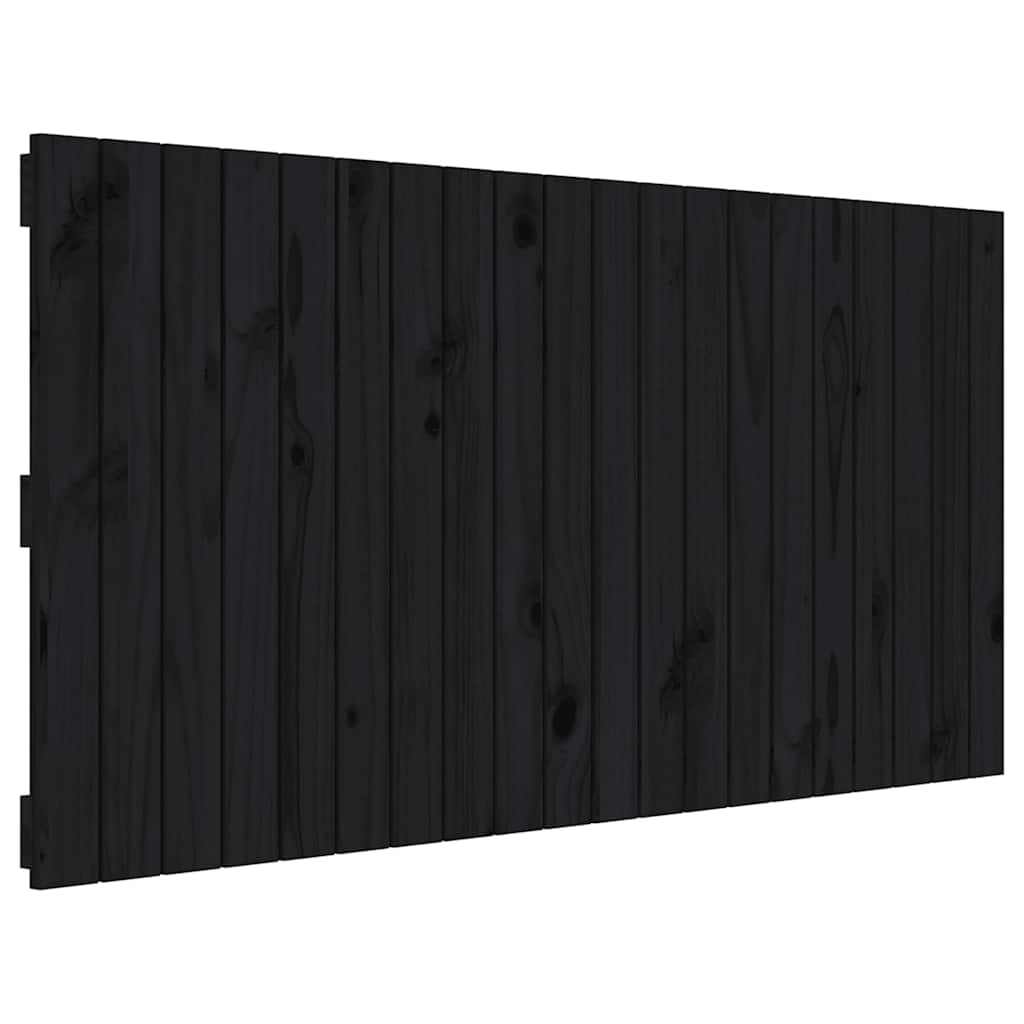 sengegavl 127,5x3x60 cm massivt fyrretræ sort