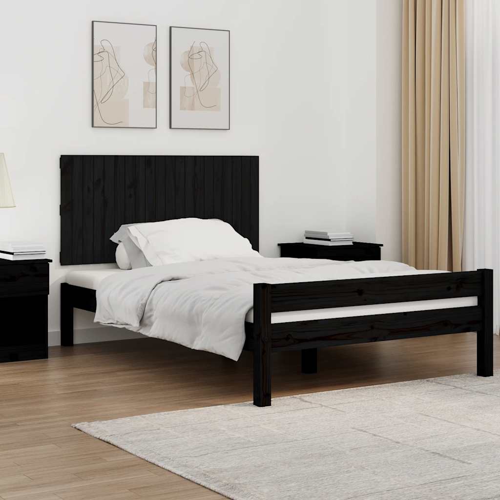 sengegavl 127,5x3x60 cm massivt fyrretræ sort