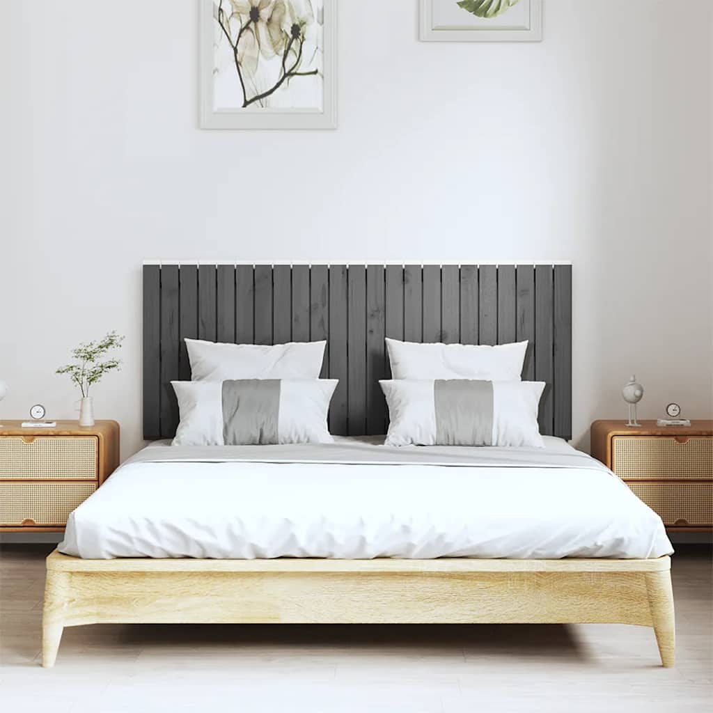 sengegavl 147x3x60 cm massivt fyrretræ grå